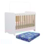 Berço Americano Ben 3 em 1 Branco Brilho/Amêndoa com Colchão Baby Physical - Móveis Peroba