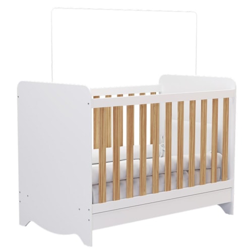 Berço Americano Ben 3 em 1 Branco Brilho/Amêndoa - Móveis Peroba