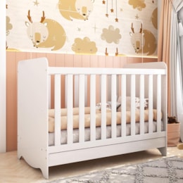 Berço Americano Ben 3 em 1 Branco Brilho com Colchão Baby Physical - Móveis Peroba