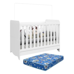 Berço Americano Ben 3 em 1 Branco Brilho com Colchão Baby Physical - Móveis Peroba Berço Americano Ben 3 em 1 Branco Brilho com Colchão Baby Physical - Móveis Peroba