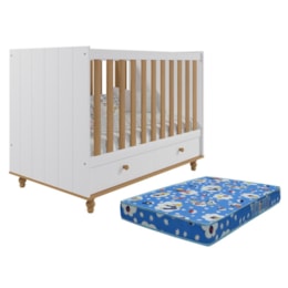 Berço Americano Candy com 2 Gavetas Branco/Nature e Colchão Physical - Permóbili Baby Berço Americano Candy com 2 Gavetas Branco/Nature e Colchão Physical - Permóbili Baby