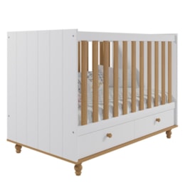 Berço Americano Candy com 2 Gavetas Branco/Nature - Permóbili Baby Berço Americano Candy com 2 Gavetas Branco/Nature - Permóbili Baby