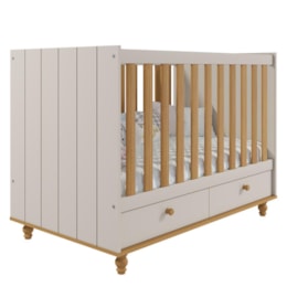 Berço Americano Candy com 2 Gavetas Off White/Nature - Permóbili Baby Berço Americano Candy com 2 Gavetas Off White/Nature - Permóbili Baby