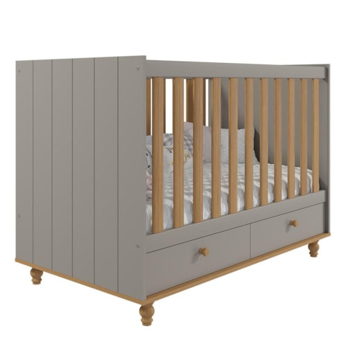 Berço Americano Candy com 2 Gavetas - Permóbili Baby Fendi/Nature