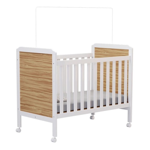 Berço Americano Cloe 2 em 1 Branco Brilho/Amêndoa - Móveis Peroba