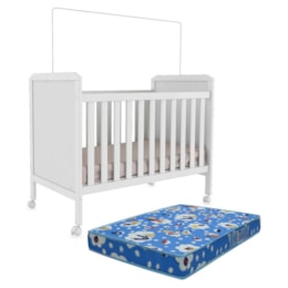 Berço Americano Cloe 2 em 1 Branco Brilho com Colchão Baby Physical - Móveis Peroba