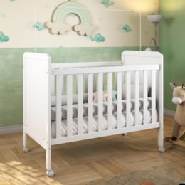Berço Americano Cloe 2 em 1 Branco Brilho com Colchão Supreme - Móveis Peroba