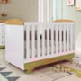 Berço Americano Cris Retrô 3 em 1 Branco Brilho/Amêndoa com Colchão Baby Physical - Móveis Peroba