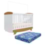 Berço Americano Cris Retrô 3 em 1 Branco Brilho/Amêndoa com Colchão Baby Physical - Móveis Peroba