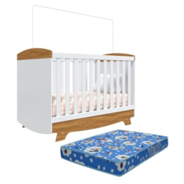 Berço Americano Cris Retrô 3 em 1 Branco Brilho/Amêndoa com Colchão Baby Physical - Móveis Peroba Berço Americano Cris Retrô 3 em 1 Branco Brilho/Amêndoa com Colchão Baby Physical - Móveis Peroba