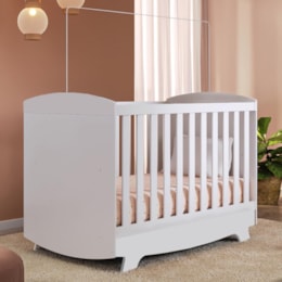 Berço Americano Cris Retrô 3 em 1 Branco Brilho com Colchão Supreme - Móveis Peroba Berço Americano Cris Retrô 3 em 1 Branco Brilho com Colchão Supreme - Móveis Peroba