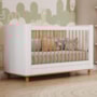 Berço Americano Cupcake Branco Acetinado/Nature com Colchão Physical - Permóbili Baby