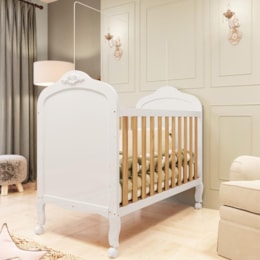 Berço Americano Elô 3 em 1 Branco Brilho/Amêndoa com Colchão Baby Physical - Móveis Peroba