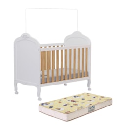 Berço Americano Elô 3 em 1 Branco Brilho/Amêndoa com Colchão Supreme - Móveis Peroba