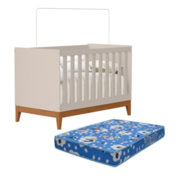 Berço Americano Mini Cama Flip Areia Fosco com Colchão Baby Physical - Reller Móveis