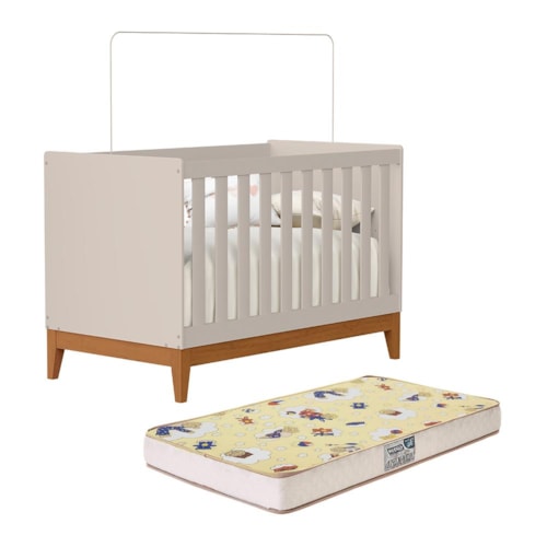 Berço Americano Mini Cama Flip Areia Fosco com Colchão Supreme - Reller Móveis