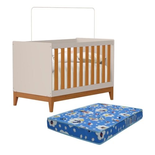Berço Americano Mini Cama Flip Areia Fosco/Savana com Colchão Baby Physical - Reller Móveis