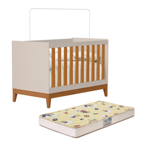 Berço Americano Mini Cama Flip Areia Fosco/Savana com Colchão Supreme - Reller Móveis