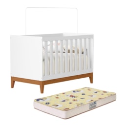 Berço Americano Mini Cama Flip Branco Fosco com Colchão Supreme - Reller Móveis