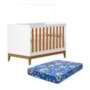 Berço Americano Mini Cama Flip Branco Fosco/Savana com Colchão Baby Physical - Reller Móveis
