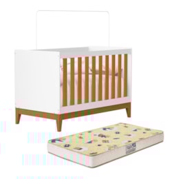 Berço Americano Mini Cama Flip Branco Fosco/Savana com Colchão Supreme - Reller Móveis