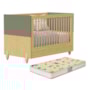 Berço Americano Mini Cama Gracia Oliva/Naturale com Colchão Supreme - Reller Móveis