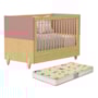 Berço Americano Mini Cama Gracia Rosê/Naturale com Colchão Supreme - Reller Móveis