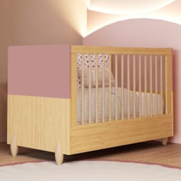 Berço Americano Mini Cama Gracia Rosê/Naturale - Reller Móveis