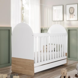 Berço Americano Mini Cama Magia Branco/Jequitibá - Móveis Henn 