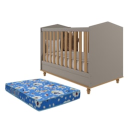 Berço Americano Mini Cama Mimo Fendi/Nature com Colchão Physical - Permóbili Baby