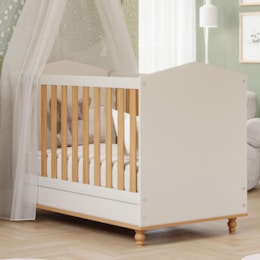 Berço Americano Mini Cama Mimo Off White/Nature com Colchão Physical - Permóbili Baby