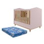 Berço Americano Mini Cama Mimo Rosê/Nature com Colchão Physical - Permóbili Baby