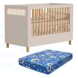 Berço Americano Mini Cama Ollie Areia Fosco com Colchão Baby Physical - Reller Móveis 