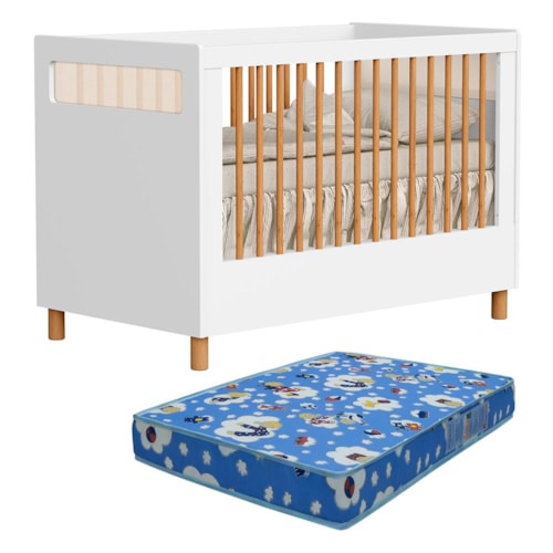 Berço Americano Mini Cama Ollie Branco Fosco com Colchão Baby Physical - Reller Móveis