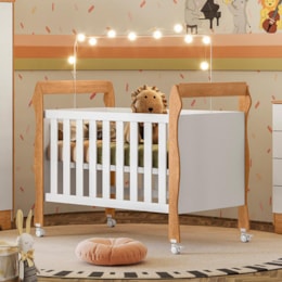 Berço Americano Mini Cama Soninho Branco/Amadeirado – Tigus Móveis