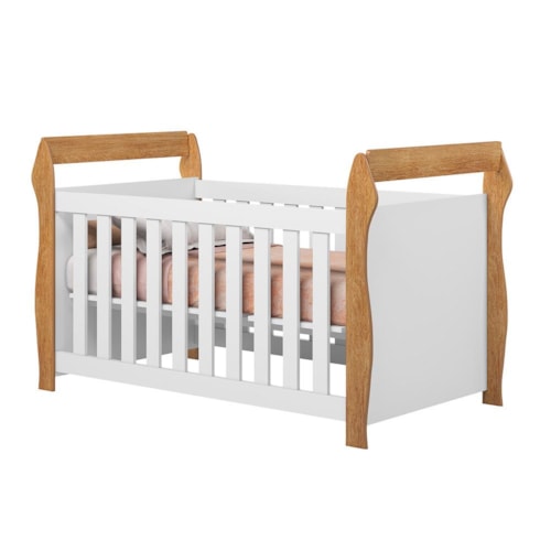 Berço Americano Mini Cama Star Branco/Amadeirado – Tigus