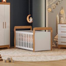 Berço Americano Mini Cama Star Branco/Amadeirado – Tigus