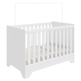 Berço Americano Popy Retrô 3 em 1 Branco Brilho - Móveis Peroba