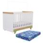 Berço Americano Retrô 2 em 1 Branco Brilho/Amêndoa com Colchão Baby Physical - Móveis Peroba