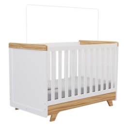 Berço Americano Retrô 2 em 1 Branco Brilho/Amêndoa - Móveis Peroba
