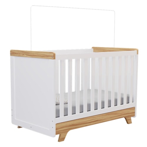Berço Americano Retrô 2 em 1 Branco Brilho/Amêndoa - Móveis Peroba