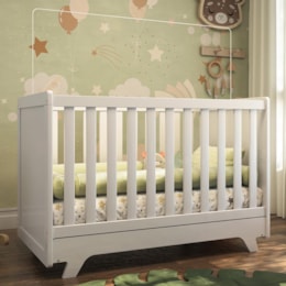 Berço Americano Retrô 2 em 1 Branco Brilho com Colchão Baby Physical - Móveis Peroba