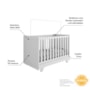 Berço Americano Retrô 2 em 1 Branco Brilho com Colchão Baby Physical - Móveis Peroba