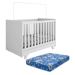 Berço Americano Retrô 2 em 1 Branco Brilho com Colchão Baby Physical - Móveis Peroba