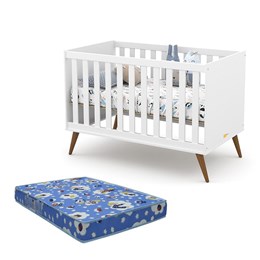 Berço Americano Retrô Gold Branco Soft/Eco Wood com Colchão Baby Physical - Matic Móveis