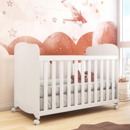 Berço Americano Uli Branco Brilho com Colchão Baby Physical - Móveis Peroba Berço Americano Uli Branco Brilho com Colchão Baby Physical - Móveis Peroba