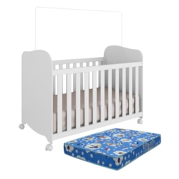 Berço Americano Uli Branco Brilho com Colchão Baby Physical - Móveis Peroba Berço Americano Uli Branco Brilho com Colchão Baby Physical - Móveis Peroba