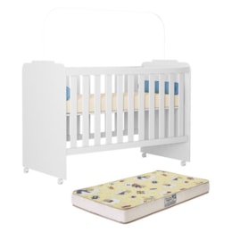 Berço Amore Branco com Colchão Supreme - Peternella Móveis Berço Amore Branco com Colchão Supreme - Peternella Móveis