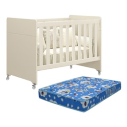 Berço Evolution 4 em 1 Areia Fosco com Colchão Baby Physical - Reller Móveis