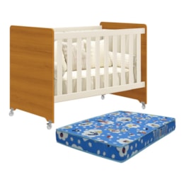 Berço Evolution 4 em 1 Areia Fosco/Savana com Colchão Baby Physical - Reller Móveis